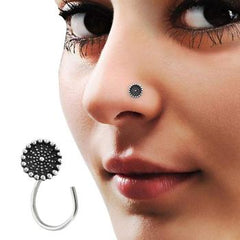 Tribal look Nose Pin with wire in 92.5 Silver