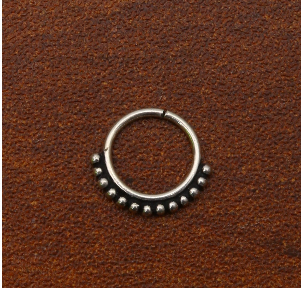 92.5 Sterling Silver Designer Oxidized Nose and Septum Ring