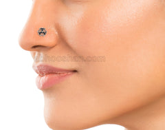 Designer Nose Pin with wire in 92.5 Oxidized Silver