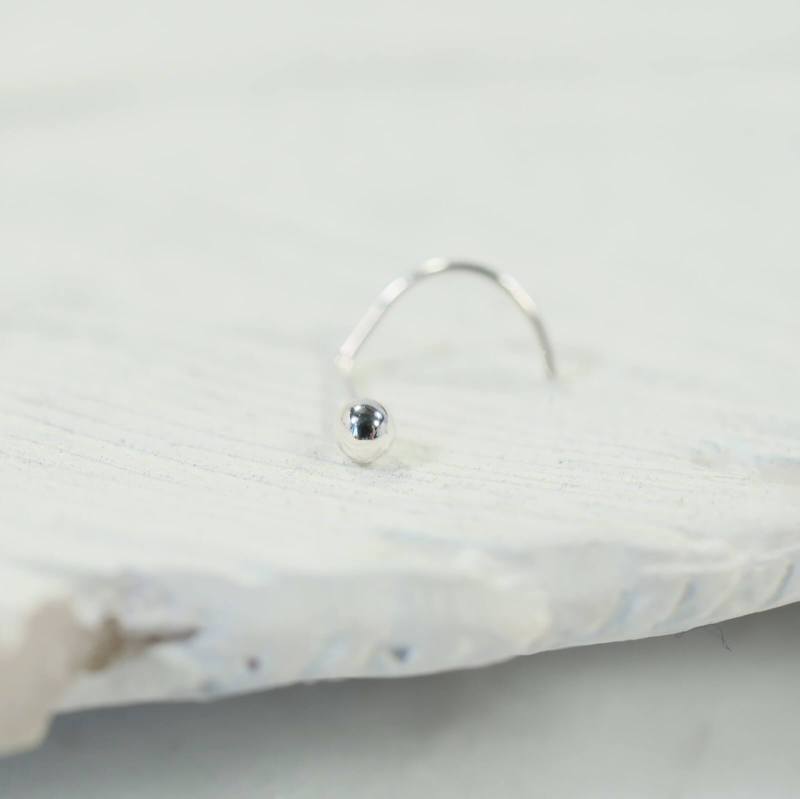 Round 3 MM Nose Pin with wire in 92.5 Oxidized Silver
