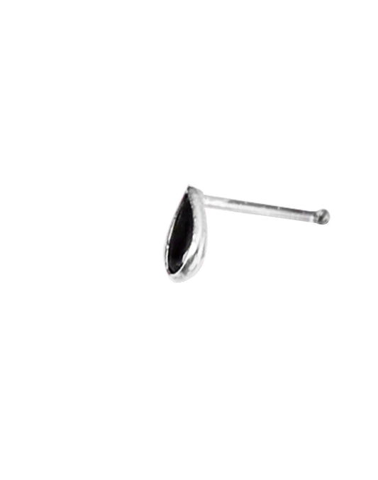 Designer Black CZ Nose Pin with wire in 92.5 Silver