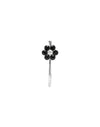 92.5 Sterling Silver Flower Clip on Nose Pin with Black Cubic Zirconia Stones