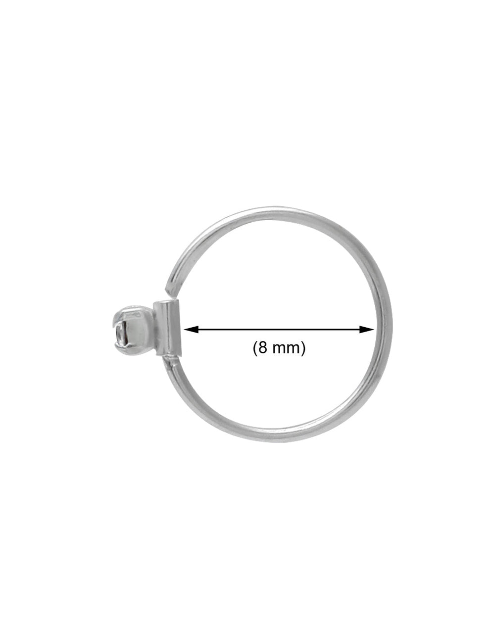 White CZ stone Single Nose Ring 92.5 Sterling Silver 8 mm for Women