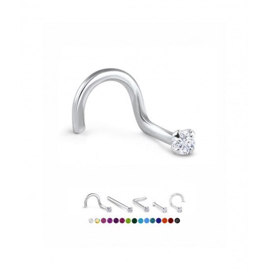 Combo of 92.5 Sterling Silver Dot Size Black and White CZ Stone Nose Pin