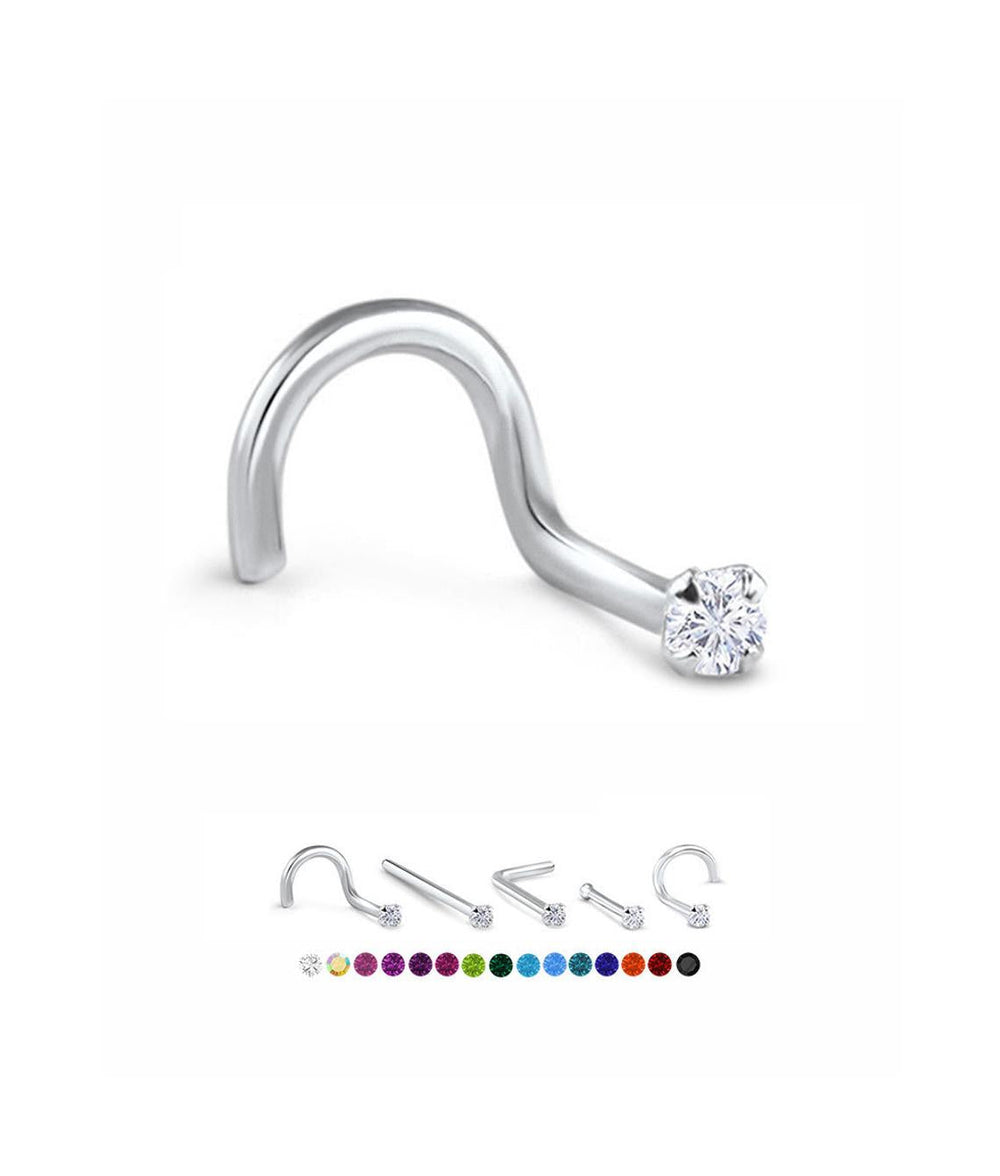 Combo of 92.5 Sterling Silver Dot Size White CZ Stone Nose Pin