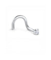 Dot Size Tiny Round 2 MM White CZ Nose Pin with wire in 92.5 Silver