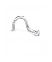 Dot Size Tiny Round 2 MM White CZ Nose Pin with wire in 92.5 Silver