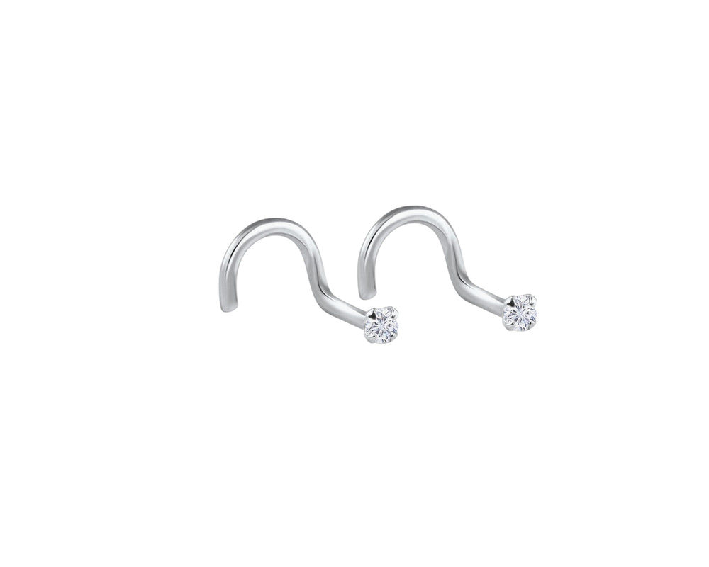 Combo of 92.5 Sterling Silver Dot Size White CZ Stone Nose Pin