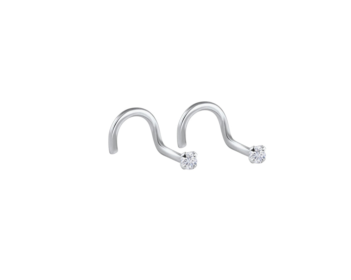 Combo of 92.5 Sterling Silver Dot Size White CZ Stone Nose Pin