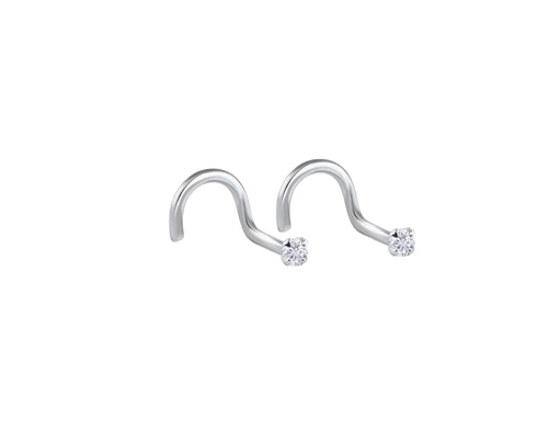 Pair of 92.5 Sterling Silver Dot Size White CZ Stone Nose Pin - Default Title - Abhooshan