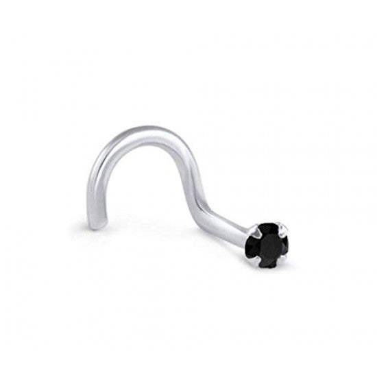 Combo of 92.5 Sterling Silver Dot Size Black and White CZ Stone Nose Pin