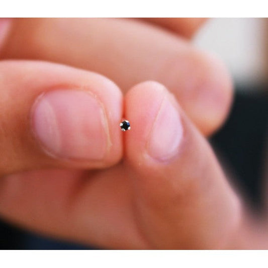 Combo of 92.5 Sterling Silver Dot Size Black and White CZ Stone Nose Pin