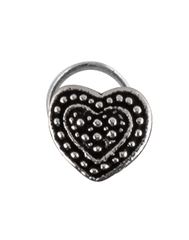 Heart Shape Oxidized Nose Pin with wire in 92.5 Silver