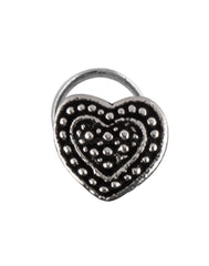 Heart Shape Oxidized Nose Pin with wire in 92.5 Silver