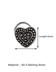 Heart Shape Oxidized Nose Pin with wire in 92.5 Silver