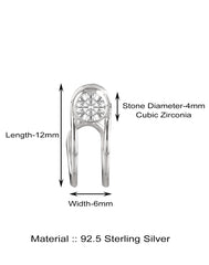 Clip on Nose Pin in 92.5 Silver and White Cubic Zirconia Stones