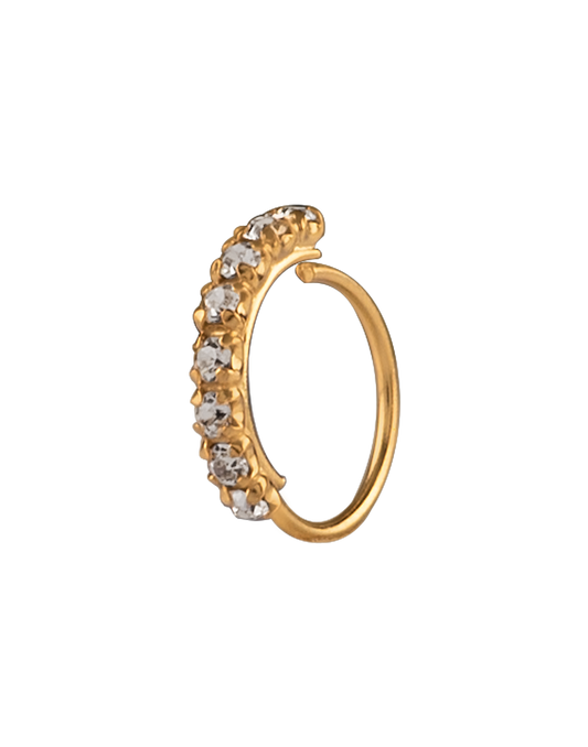 Gold plated White CZ Nose Ring in 92.5 Silver