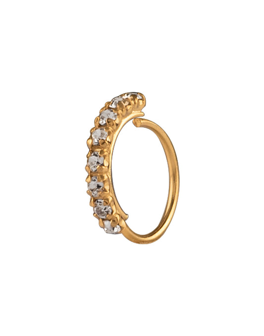 Gold plated White CZ Nose Ring in 92.5 Silver