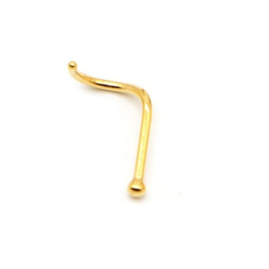 Dot Size Tiny Round 1 MM Gold Plated Nose Pin with wire in 92.5 Silver