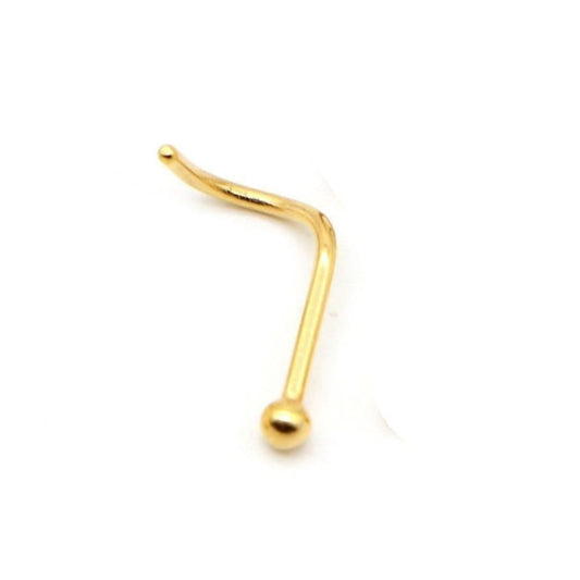 Dot Size Tiny Round 2 MM Gold Plated Nose Pin with wire base of 92.5 Silver