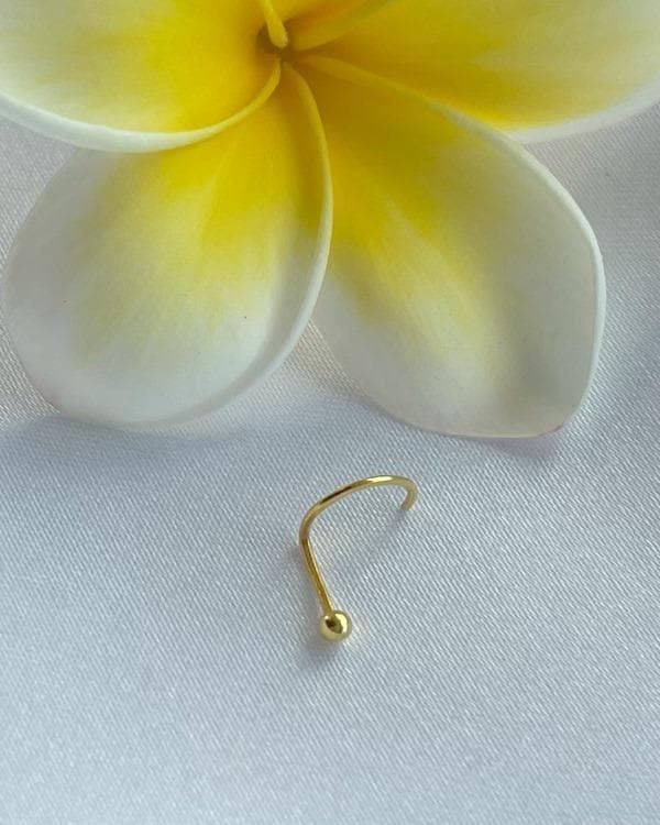 Dot Size Tiny Round 2 MM Gold Plated Nose Pin with wire base of 92.5 Silver