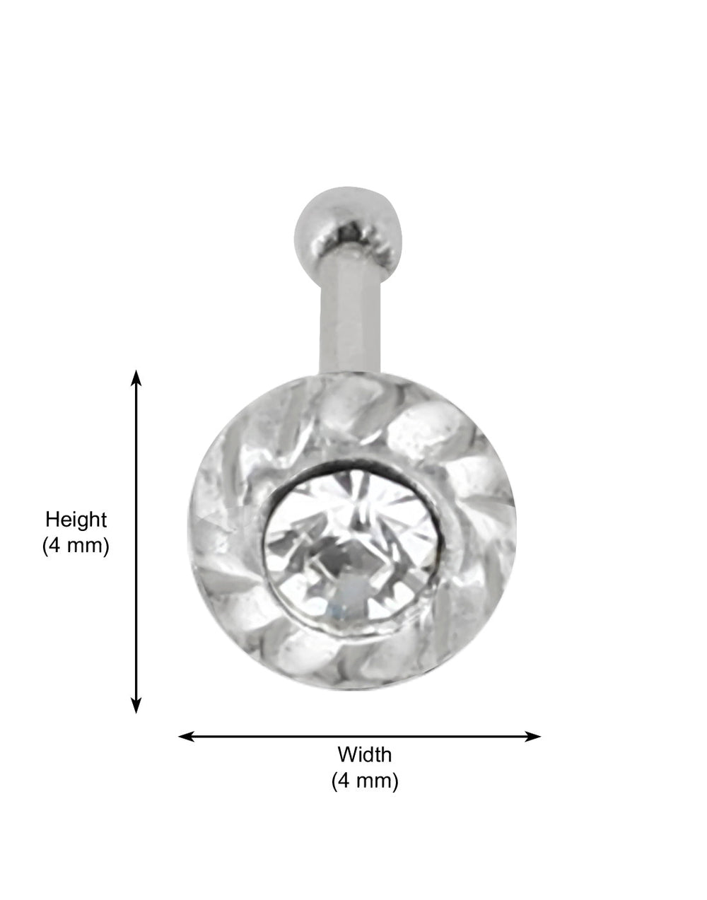 Round Nose Stud in 92.5 Oxidized Silver and Cz stone