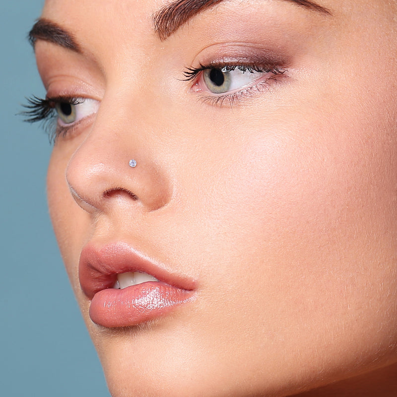 Round 4 MM White CZ Nose Pin with wire in 92.5 Silver