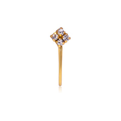 Gold Plated Light Weighted Clip on Nose Pin in 92.5 Silver and White Cubic Zirconia Stone