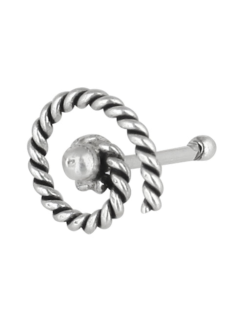 Designer Spiral Nose Stud in 92.5 Oxidized Silver - Default Title - Abhooshan