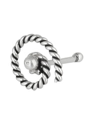 Designer Spiral Nose Stud in 92.5 Oxidized Silver