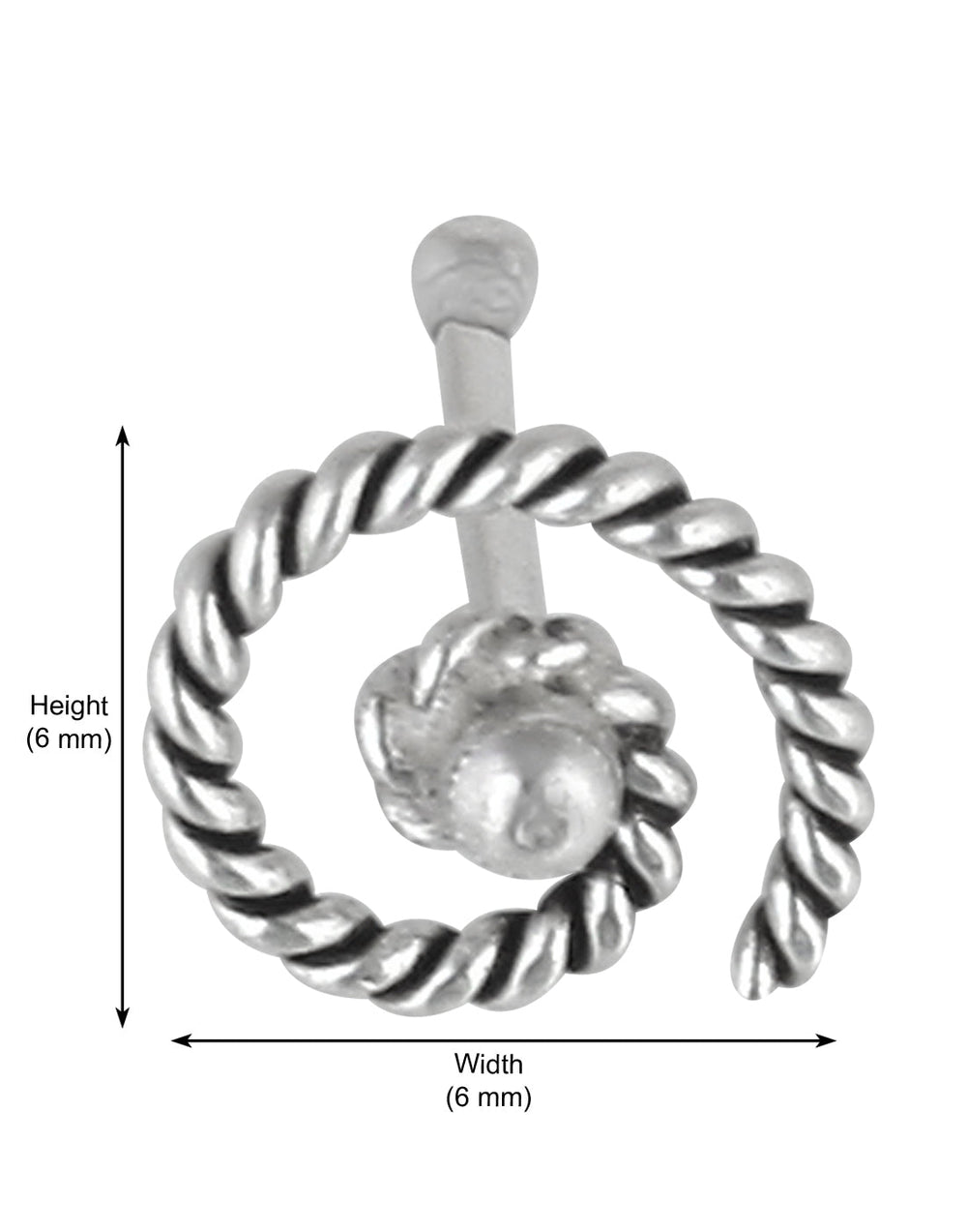 Designer Spiral Nose Stud in 92.5 Oxidized Silver
