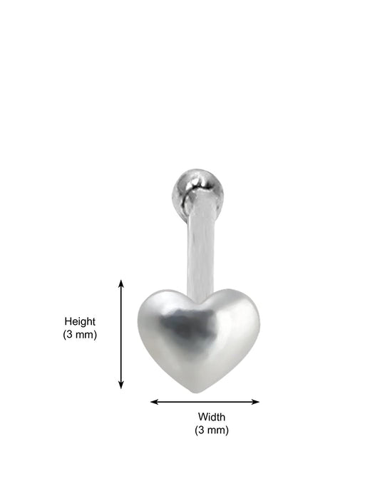 Combo of 92.5 Sterling Silver Spiral and Heart Shape Nose Stud