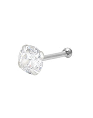 White CZ Nose Stud in 92.5 Silver and 4 mm Cz stone