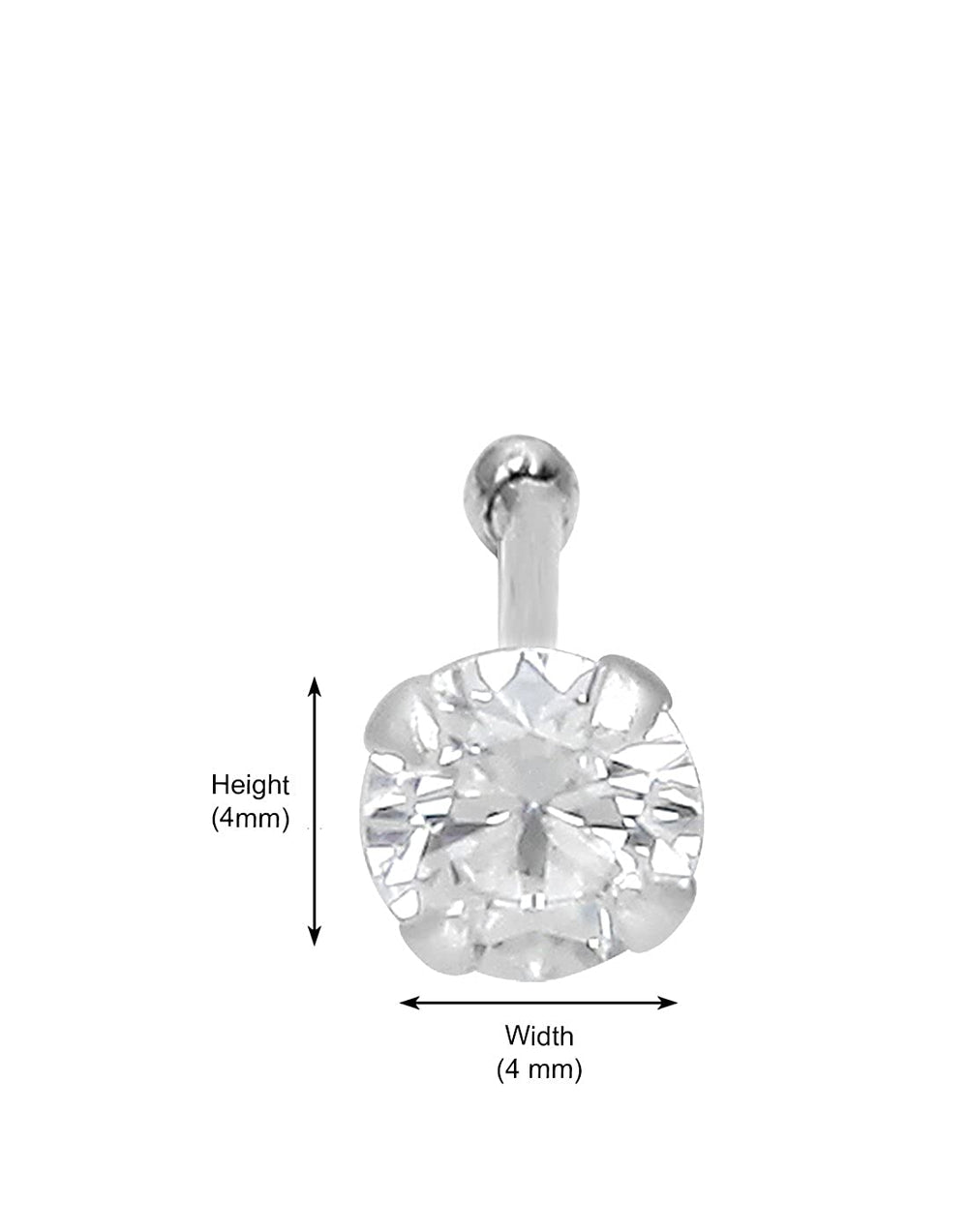 Combo of 92.5 Sterling Silver White and Black Cz Nose Stud