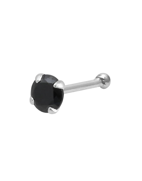 Black CZ Nose Stud in 92.5 Silver and 4 mm Cz stone - Default Title - Abhooshan