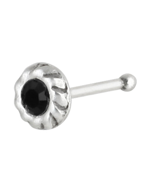 Black CZ Nose Stud in 92.5 Silver - Default Title - Abhooshan