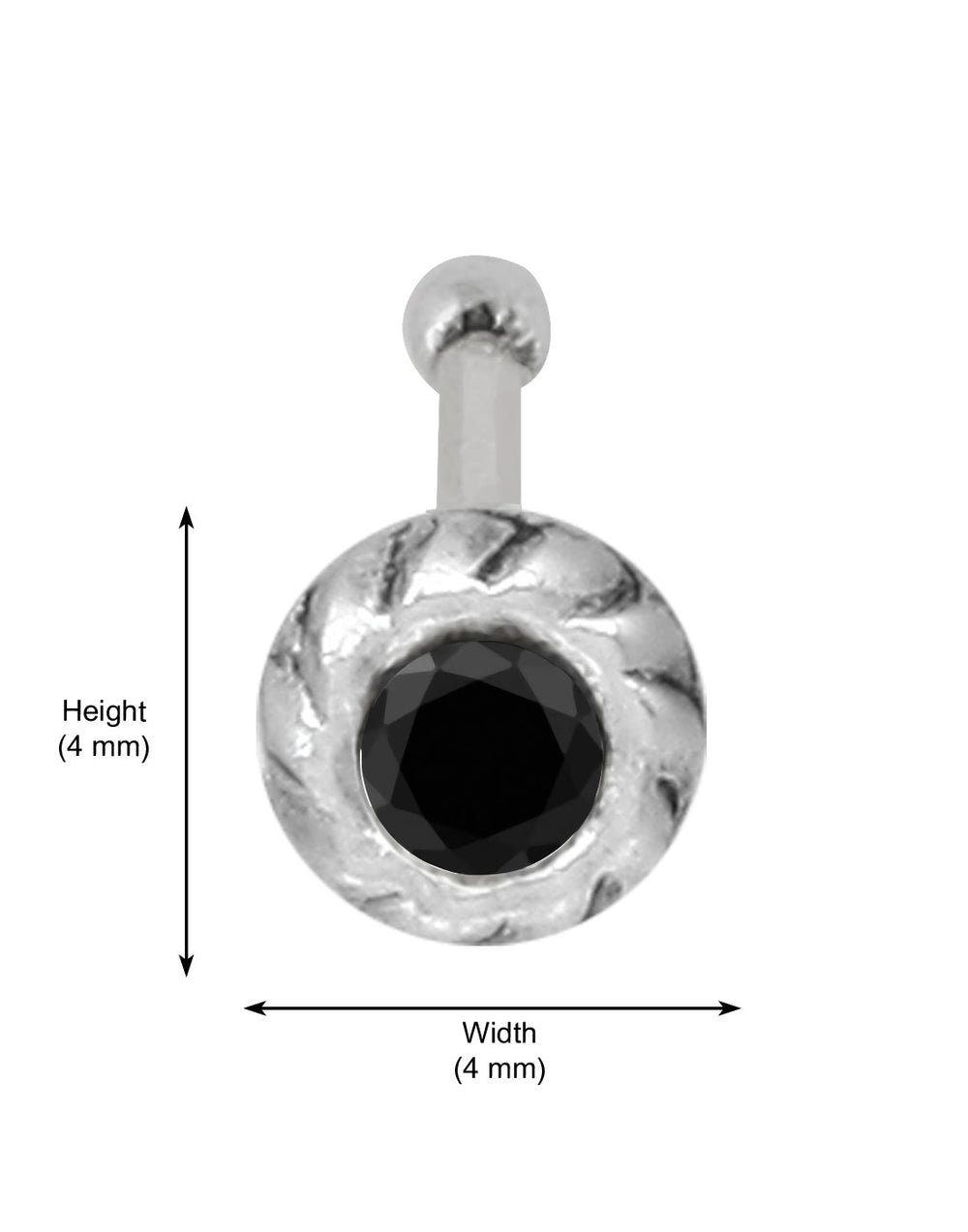 Black CZ Nose Stud in 92.5 Silver