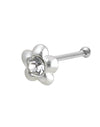 Tiny Flower Shape Nose Stud in 92.5 Silver with White CZ