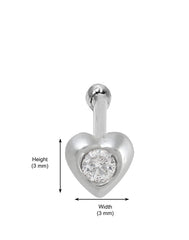 Combo of 92.5 Sterling Silver Tiny Flower and Heart Shape with White Cz Nose Stud