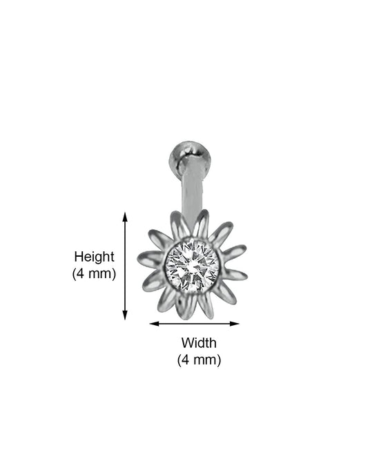 Combo of 92.5 Sterling Silver Flower Shape with White and Black Cz Nose Stud