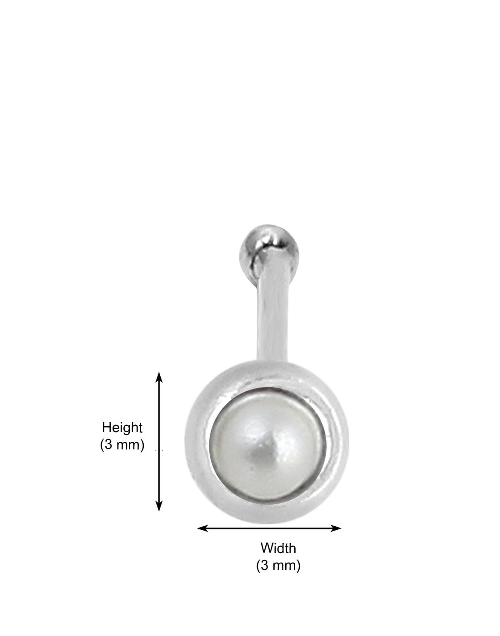 Tiny Pearl Nose Stud in 92.5 Silver