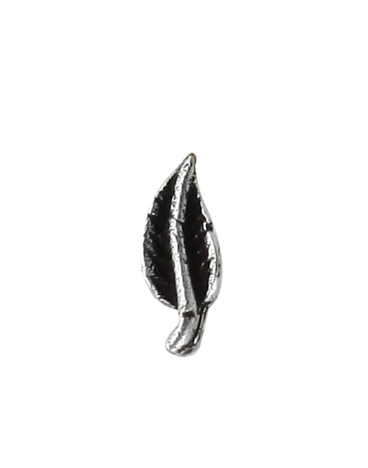 Leaf shape Nose Pin (Bone Style) in 92.5 Oxidized Silver