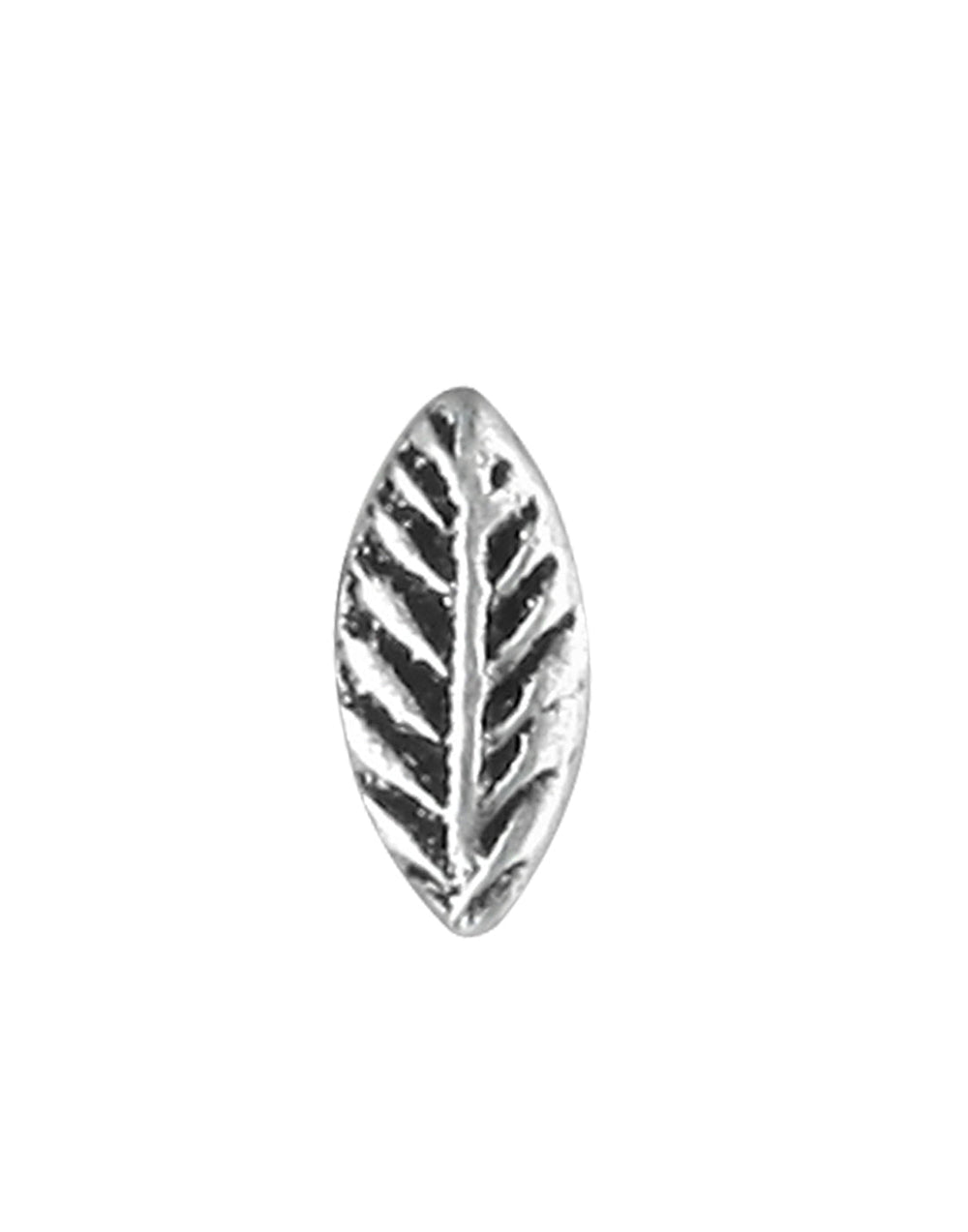 Small Leaf shape Nose Stud in 92.5 Oxidized Silver