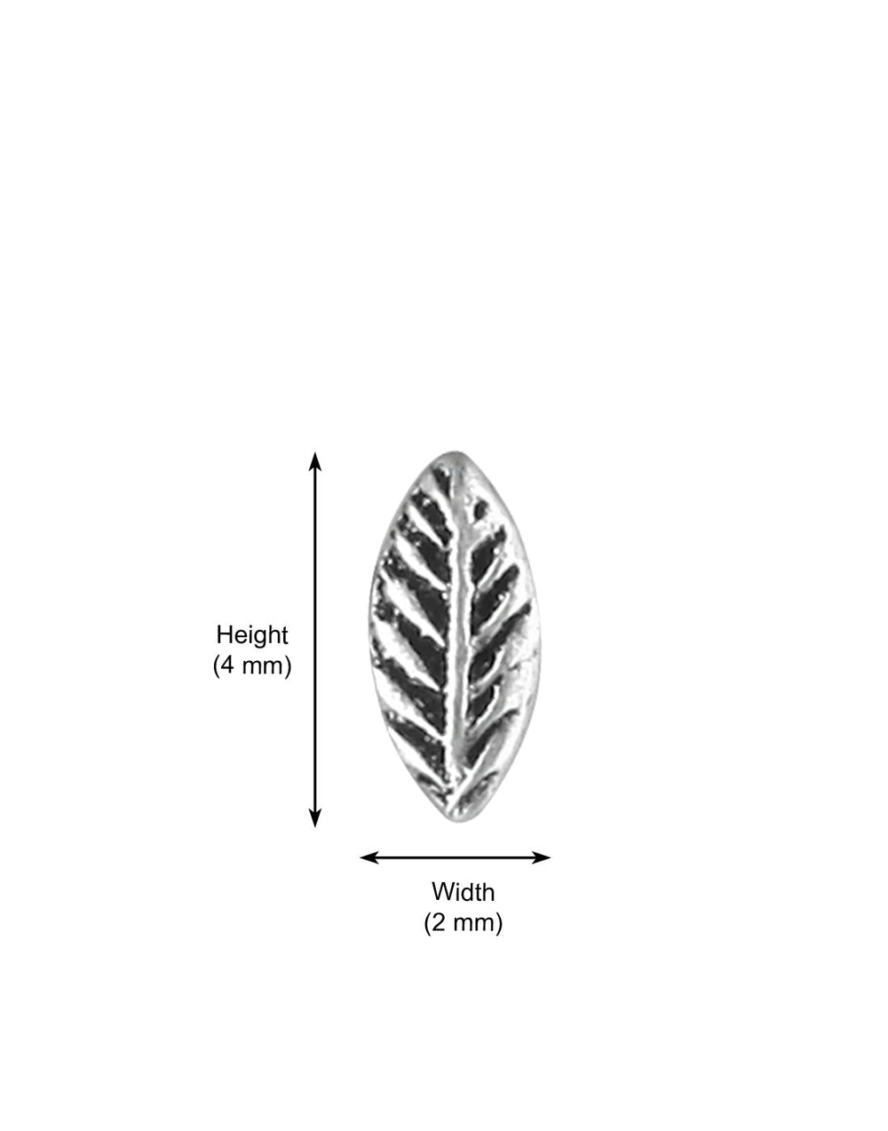 Small Leaf shape Nose Stud in 92.5 Oxidized Silver