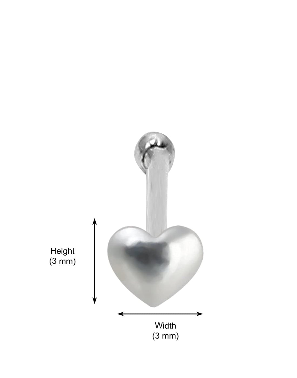 Combo of 92.5 Sterling Silver Heart Shape with White Nose Stud