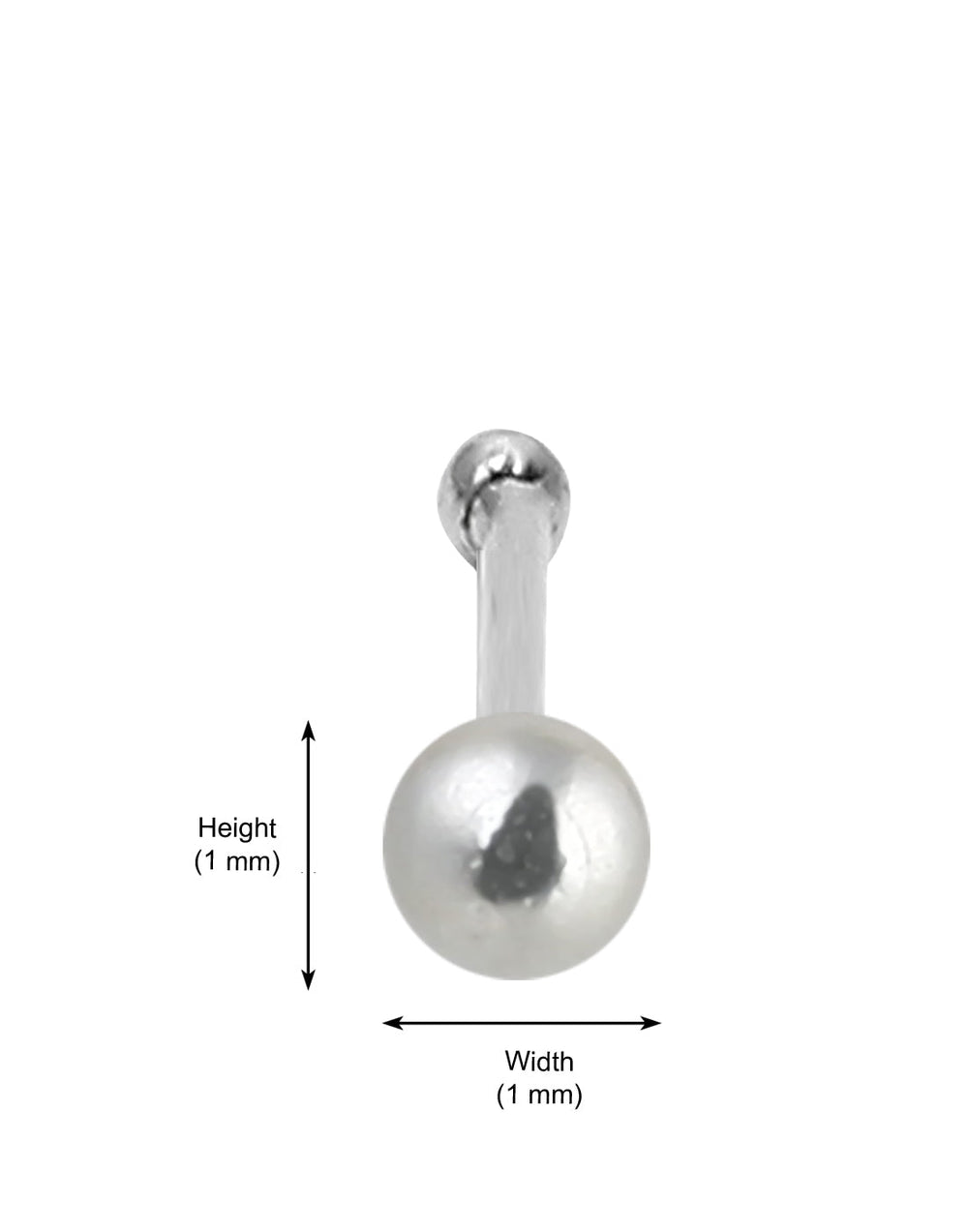 Small and Dot Size Nose Pin (Bone Style) in 92.5 Silver for Girls Piercing Jewelry