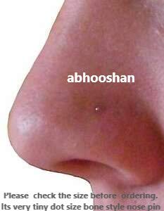 Small and Dot Size Nose Pin (Bone Style) in 92.5 Silver for Girls Piercing Jewelry