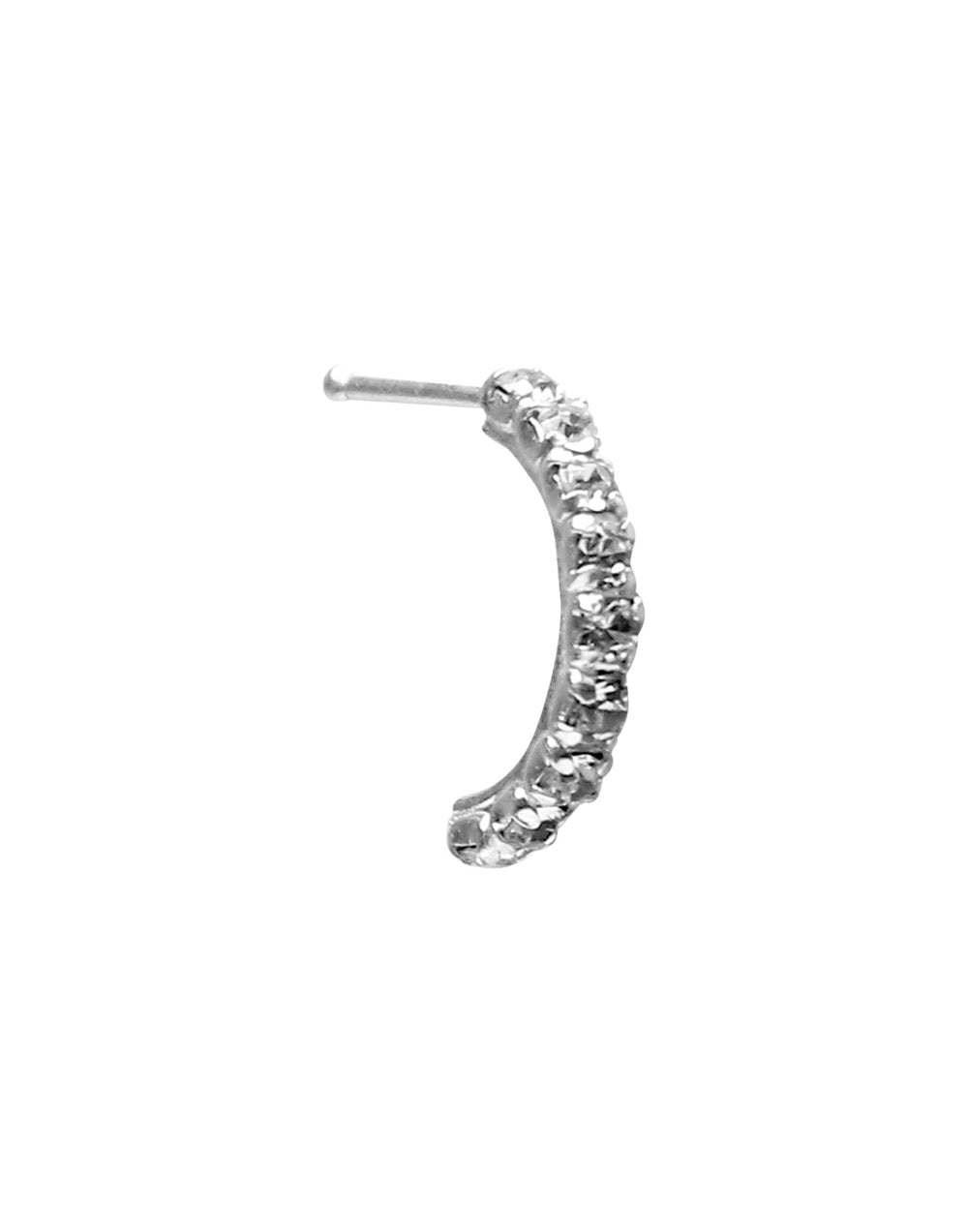 Half Round CZ Nose Stud in 92.5 Silver