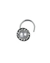 Designer Nose Pin in 92.5 Sterling Oxidized Silver and Pearl