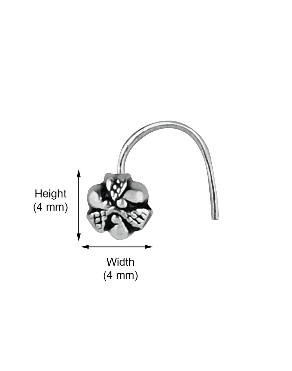 Tiny Flower Nose Pin in 92.5 Sterling Oxidized Silver